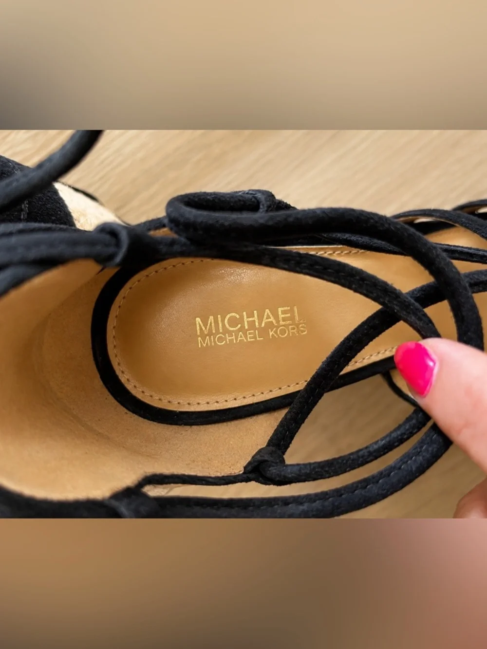 Michael Kors Navy Lace-Up Espadrille Wedge Sandals | Size 7.5M